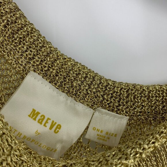 Anthropologie Maeve Swim Cover Up Gold Metallic One Shoulder NWT - Picture 4 of 14